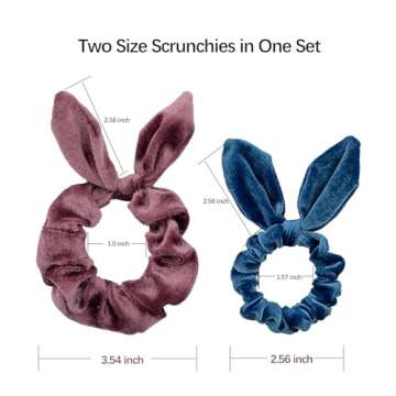 Simnice 25 Pack Hair Scrunchies Rabbit Bunny Ear Bow Bowknot Scrunchies Velvet Scrunchy Bobbles Elastic Hair Ties Bands Ponytail Holder