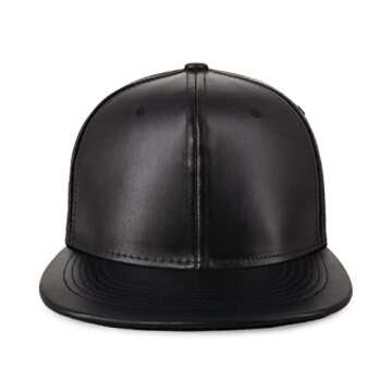 CHOK.LIDS PU Leather Flat Brim Hats for Men Women Hip Hop Baseball Snapback Blank Hats Solid Panther...