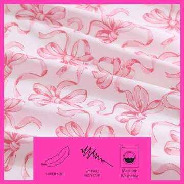 Betsey Johnson - Twin XL Sheet Set, Soft & Lightweight Bedding, Fade & Wrinkle Resistant, Ideal Valentine's Day Gifts (Ballet Bows Pink, Twin XL)