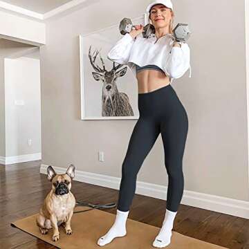 3 Pack Leggings for Women Non See Through-Workout High Waisted Tummy Comtrol Black Lightweight Yoga ...