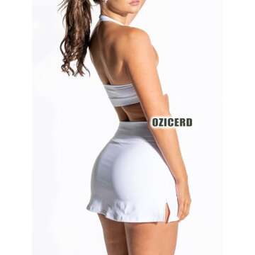 OZICERD Two Piece Tennis Skirt Sets for Women 2 Piece Mini Skirt Set Going Out Golf Skort Athletic S...
