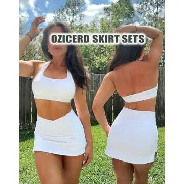 OZICERD Two Piece Tennis Skirt Sets for Women 2 Piece Mini Skirt Set Going Out Golf Skort Athletic Skirt Pickleball Outfit White XS