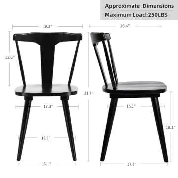 Elegant DUHOME Black Wood Dining Chairs Set of 2