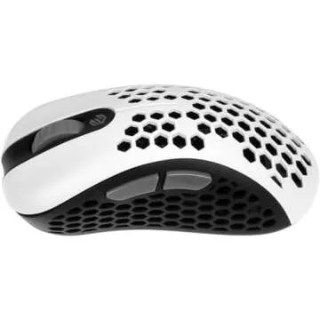 Gwolves Skoll Mini SK-S White 50g Ultralight Weight Honeycomb Design Ergonomic Wired Gaming Mouse with 3389 Sensor - PTFE Skates - 16,000DPI - Detachable Cable (White) (Small)