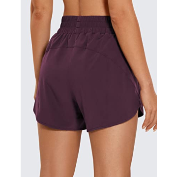 CRZ YOGA High Waisted Running Shorts Quick Dry Zip Pocket