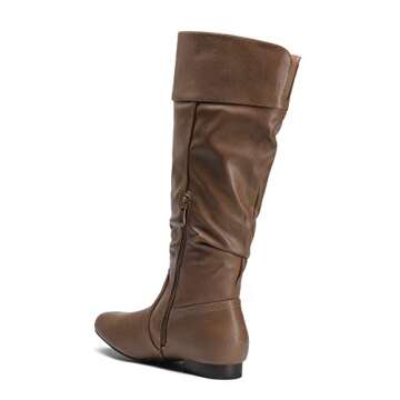 DREAM PAIRS Women's Wide Calf Knee High Pull On Fall Weather Winter Boots,Size 11,Wide/Calf/Camel,BL...