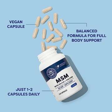 Vimergy MSM with Silica + Calcium Capsules, 120 Servings – Supports Bone Health – Promotes Hair & Nail Health – Non-GMO, Gluten-Free, Kosher, Soy-Free, Corn-Free, Vegan & Paleo Friendly