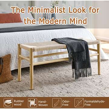 Stylish Niccae Paper Rope Woven Bench for Home Decor