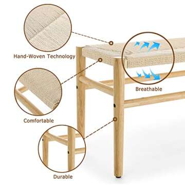 Stylish Niccae Paper Rope Woven Bench for Home Decor