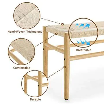Stylish Niccae Paper Rope Woven Bench for Home Decor