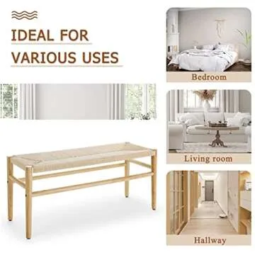 Stylish Niccae Paper Rope Woven Bench for Home Decor