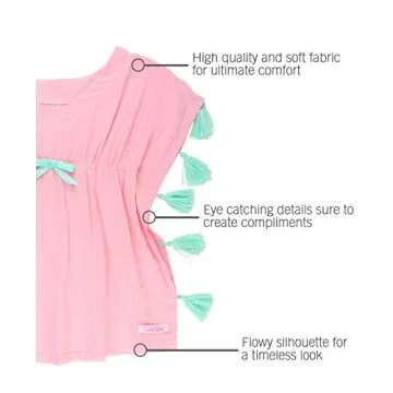 RuffleButts® Girls Pink Tassel Swim Cover-Up 12-24m