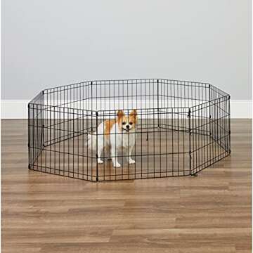 New World Dog Exercise Pen & Playpen, 24" W X 18" H, No Door, Black B550-18