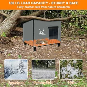 Large Indestructible Heated Cat House for Outside, Extremely Waterproof & Weatherproof Heated Outdoor Cat House for Winter, Fully Insulated Feral Cat Shelter for Outdoor Barn Cats Strays, 20x16x20 in