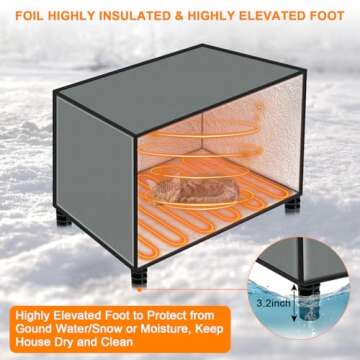 Large Indestructible Heated Cat House for Outside, Extremely Waterproof & Weatherproof Heated Outdoor Cat House for Winter, Fully Insulated Feral Cat Shelter for Outdoor Barn Cats Strays, 20x16x20 in
