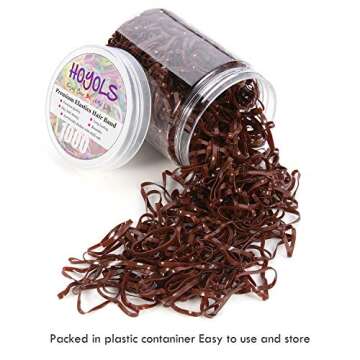 Hoyols Strong Hair Elastic Rubber Bands - 1000 Piece No Damage Ties for Women and Girls