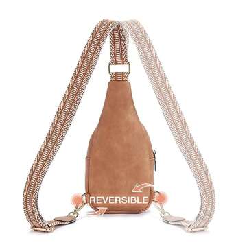 Telena Sling Bag for Women Vegan Leather Small Fanny Pack Crossbody Chest Bag Camel Brown