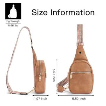 Telena Sling Bag for Women Vegan Leather Small Fanny Pack Crossbody Chest Bag Camel Brown