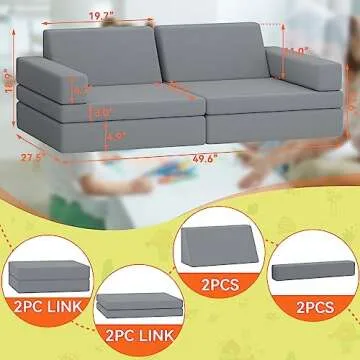 SENSWEET Kids Couch Modular Playroom Sofa for Toddlers
