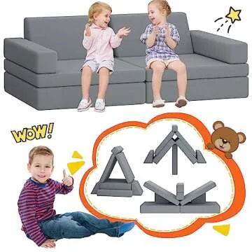 SENSWEET Kids Couch Modular Playroom Sofa for Toddlers