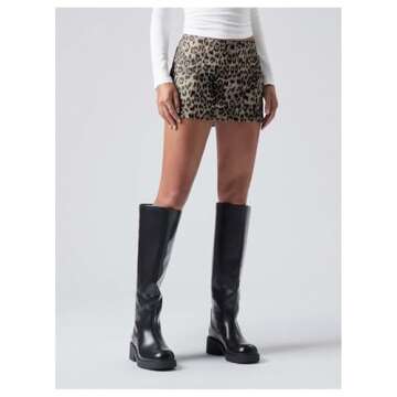 MakeMeChic Women's Leopard Print Mini Skirt with Shorts Cheetah Print Skirts Micro Skort