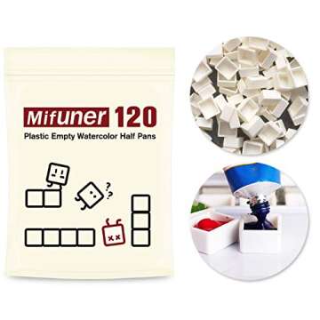 120pcs Empty Half Pans Plastic Paint kits with Magnetic Square for Watercolor Oils Or Acrylics Paint Travel Tin Case DIY Watercolor Palette Art Drawing