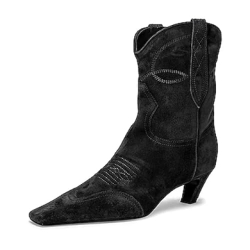 FSJ Women Square Toe Kitten Low Heel Ankle Boots for Style