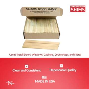 Nelson Wood Shims - Pro Pack, 8-Inch Wood Shims, 120-Pack