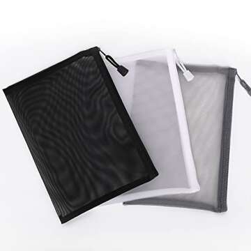 Sinzip 12 Pieces Zipper Nylon Mesh Pouch, Mesh Cosmetic Bags Makeup Bags Pencil Case, Multipurpose T...