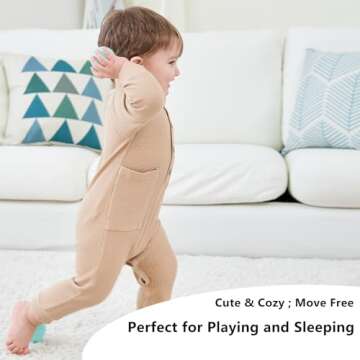 BeiVSlley Newborn Baby Boy Girl 2 Pack Button Solid Romper Infant Long sleeve Knit Cotton Footless Outfits Clothes,Dark Blue+Khaki,3M