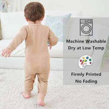 BeiVSlley Newborn Baby Boy Girl 2 Pack Button Solid Romper Infant Long sleeve Knit Cotton Footless Outfits Clothes,Dark Blue+Khaki,3M