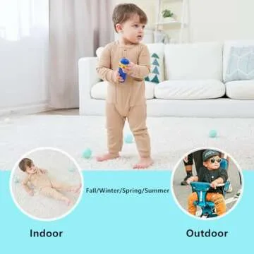 BeiVSlley Newborn Baby Boy Girl 2 Pack Button Solid Romper Infant Long sleeve Knit Cotton Footless Outfits Clothes,Dark Blue+Khaki,3M