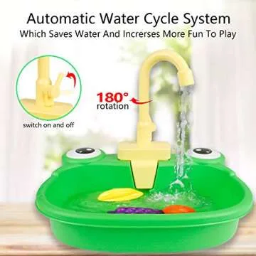 Ruibytree Play Sink with Running Water, Kitchen Sink Toys with Upgraded Electric Faucet, Pretend Pla...