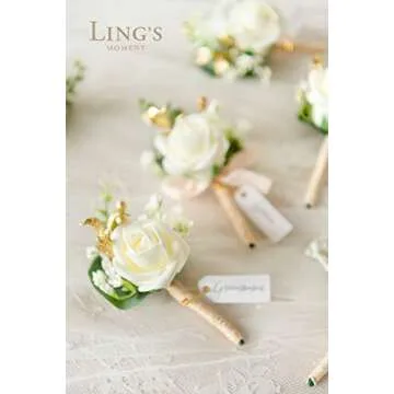 Ling's Moment Men's 6pcs Boutonniere - Elegant Floral Decor