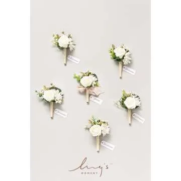 Ling's Moment Men's 6pcs Boutonniere - Elegant Floral Decor