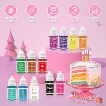 Vivid Food Coloring Set - 12 Colors for Baking and Crafts