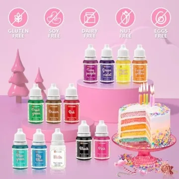 Vivid Food Coloring Set - 12 Colors for Baking and Crafts