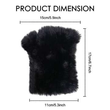 CECELORIA Women Faux Fur Fingerless Gloves - Soft Winter Gloves,Furry Gloves Winter Warm Costume Acc...
