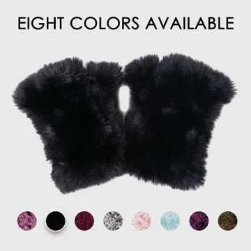 CECELORIA Women Faux Fur Fingerless Gloves - Soft Winter Gloves,Furry Gloves Winter Warm Costume Accessories(Black)