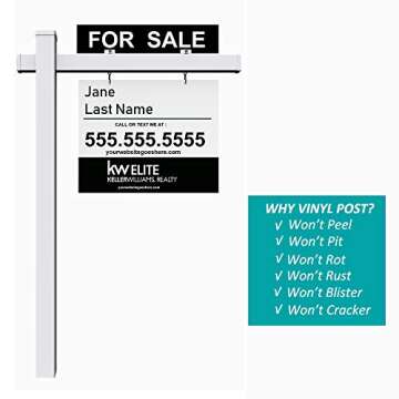 Kdgarden Vinyl PVC Real Estate Sign Post 6ft. Tall (4"x 4"x 72") Realtor Yard Sign Post for Open Hou...