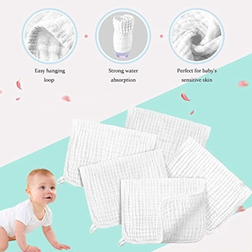 BELIZ Muslin Burp Cloths - 100% Organic Cotton for Babies