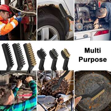 VASTOOLS Wire Brushes Pack of 6. for Cleaning Welding Slag, Rust and Dust. 9" and 6-3/4" Brass, Nylo...