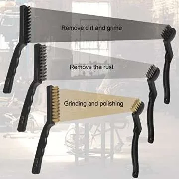 VASTOOLS Wire Brushes Pack of 6. for Cleaning Welding Slag, Rust and Dust. 9" and 6-3/4" Brass, Nylon, Stainless Steel Brushes with Rigid Handle