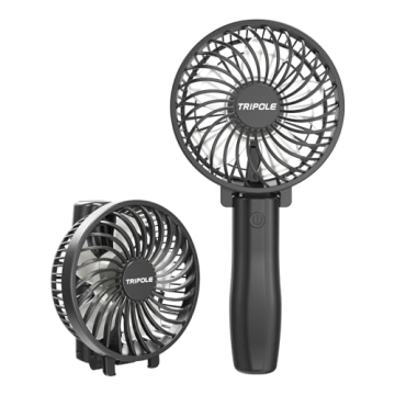 TriPole Handheld Fan Portable Mini Fan, 3 Speeds Foldable Small Personal Fan, Rechargeable USB Desk ...