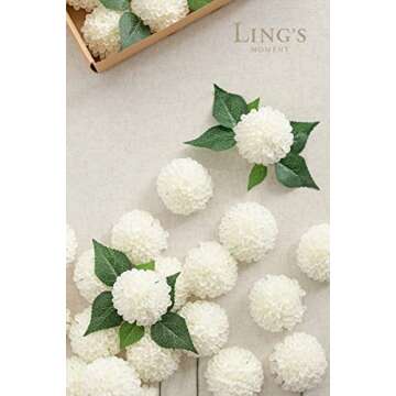 Ling's Moment Flowers Dahlia Artificial Flowers 25pcs Ivory Flowers Fake Flowers w/Stem for DIY White Wedding Decor Centerpieces Arrangements Bouquets Bridal Shower Home Decorations