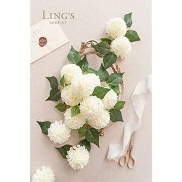 Ling's Moment Flowers Dahlia Artificial Flowers 25pcs Ivory Flowers Fake Flowers w/Stem for DIY White Wedding Decor Centerpieces Arrangements Bouquets Bridal Shower Home Decorations