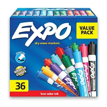EXPO Low Odor Dry Erase Markers, Chisel Tip, Assorted Fashion Colors, 36 Count for Classroom, Office...