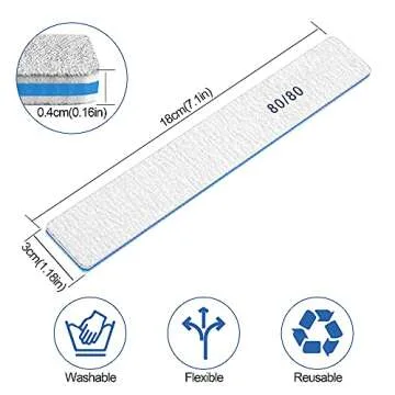 Nail Files 50pcs-Nail File 80/80 Grit for Acrylic Nails, Rough Nail Files Emery Boards for Artificial Nails, Fake Nails, Professional Double Sided Jumbo Zebra Nail File