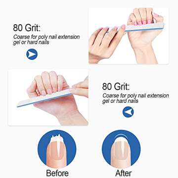 Nail Files 50pcs-Nail File 80/80 Grit for Acrylic Nails, Rough Nail Files Emery Boards for Artificial Nails, Fake Nails, Professional Double Sided Jumbo Zebra Nail File