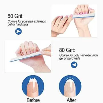Nail Files 50pcs-Nail File 80/80 Grit for Acrylic Nails, Rough Nail Files Emery Boards for Artificial Nails, Fake Nails, Professional Double Sided Jumbo Zebra Nail File